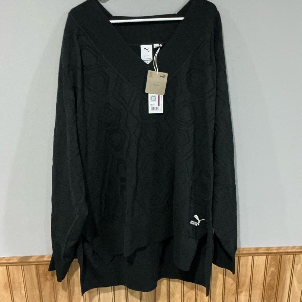 Puma Luxe Black Knit Crew